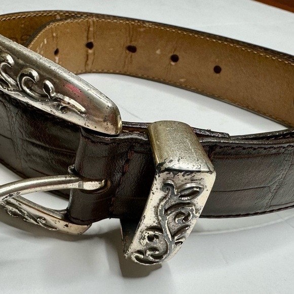 Fossil Croc Embossed Cowhide Western Belt Genuine Leather size M - Picture 2 of 6